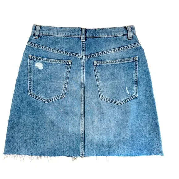 NWT FREE PEOPLE( We THE FREE) Mid Rise Distressed Pockets Denim Skirt Size 4 - Picture 2 of 8